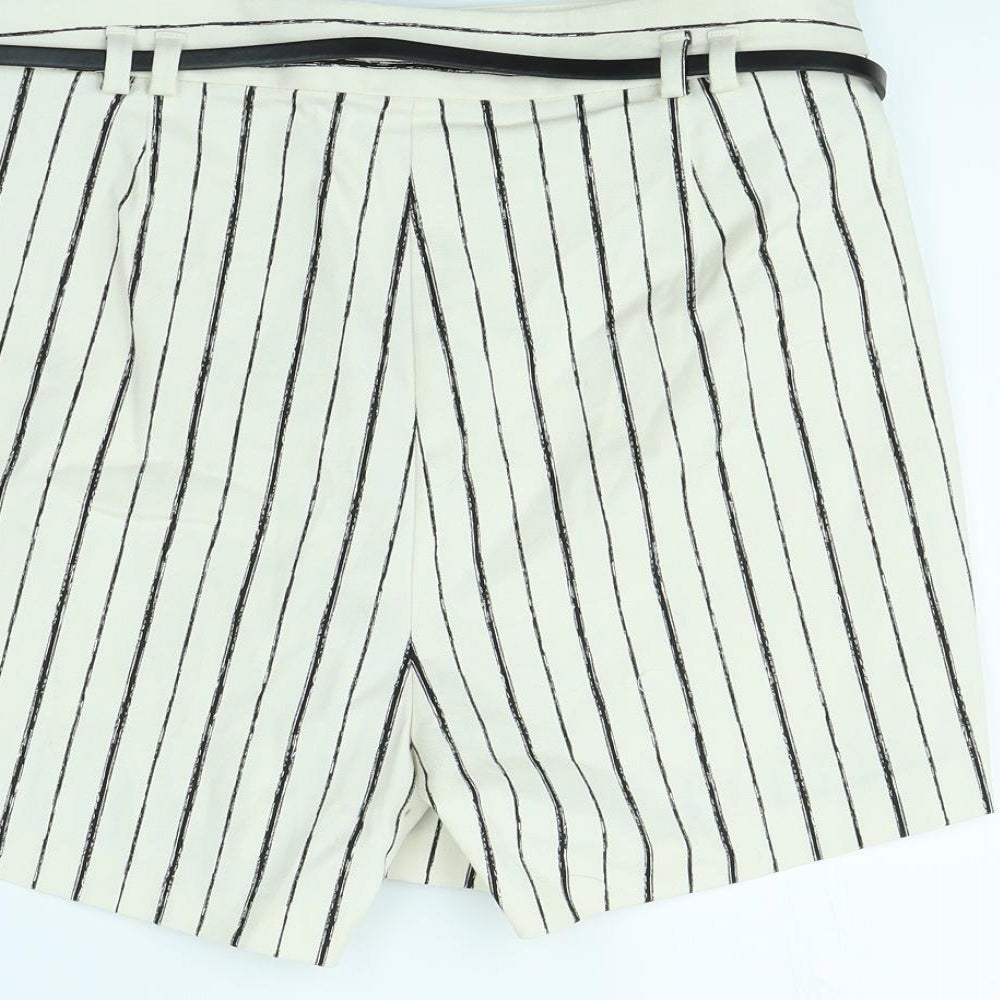 F&F Womens Beige Striped  Sailor Shorts Size 14