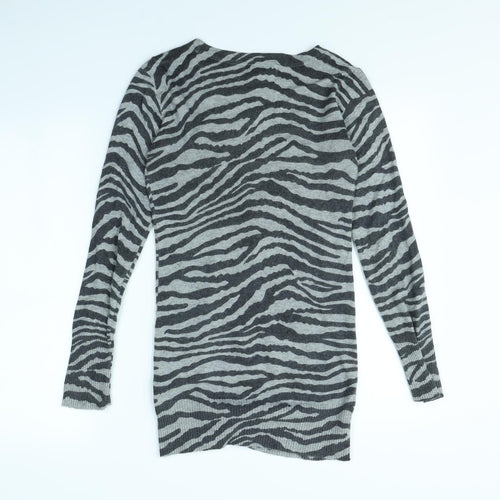 ALTER Womens Grey Animal Print  Cardigan Jumper Size S
