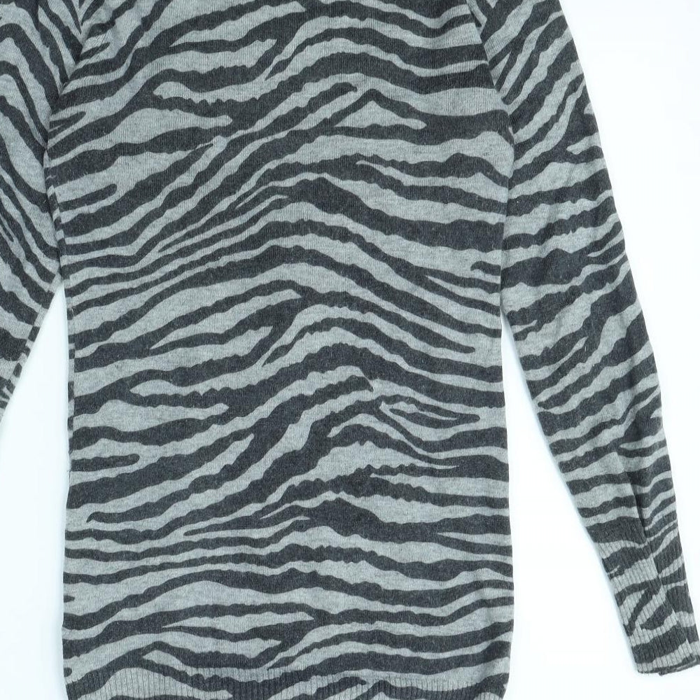 ALTER Womens Grey Animal Print  Cardigan Jumper Size S