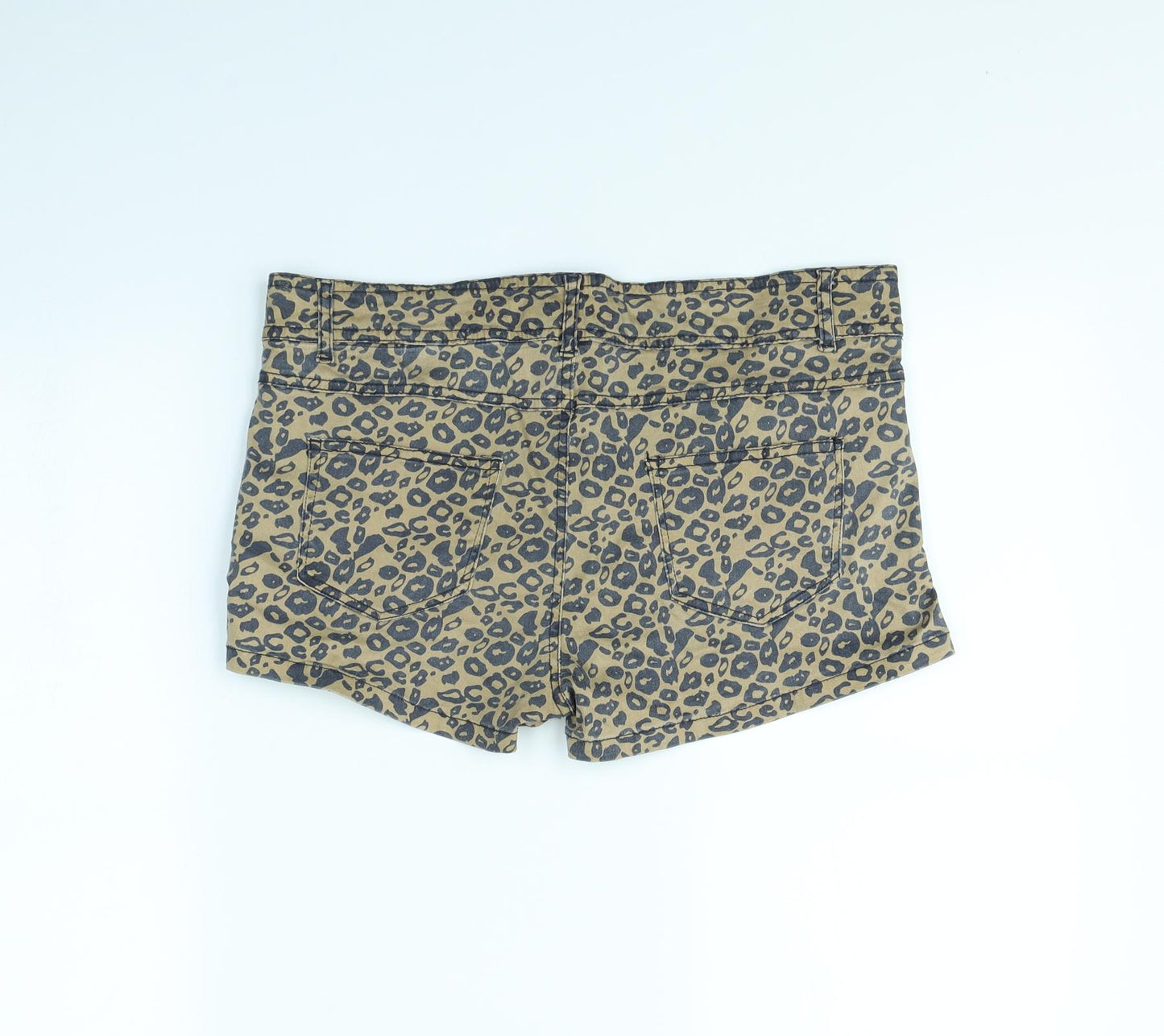 Denim & Co. Womens Brown Animal Print  Cut-Off Shorts Size 14