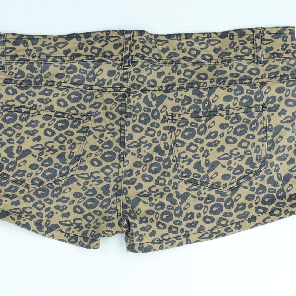 Denim & Co. Womens Brown Animal Print  Cut-Off Shorts Size 14