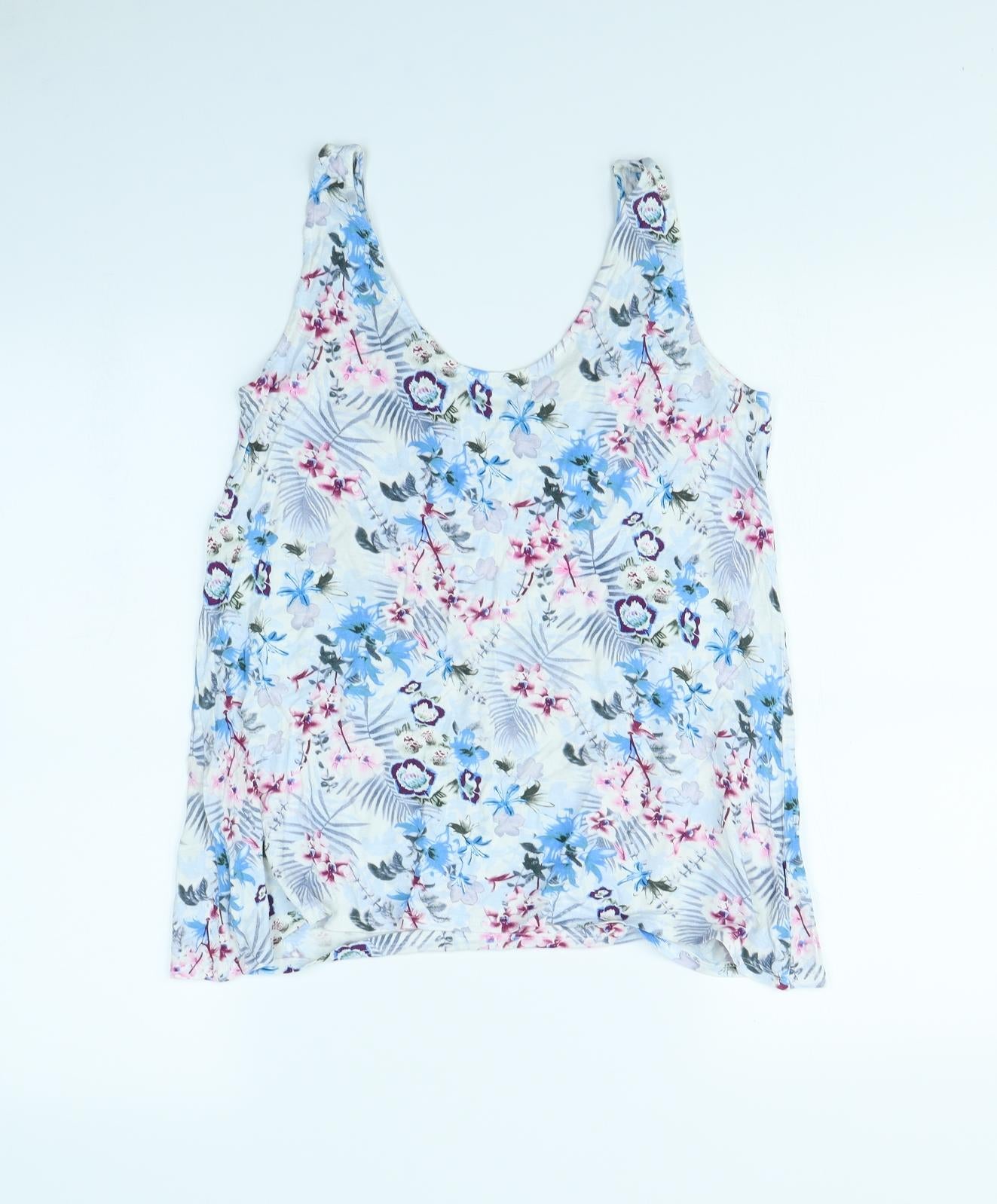 Dorothy Perkins Womens White Floral  Basic Tank Size 10