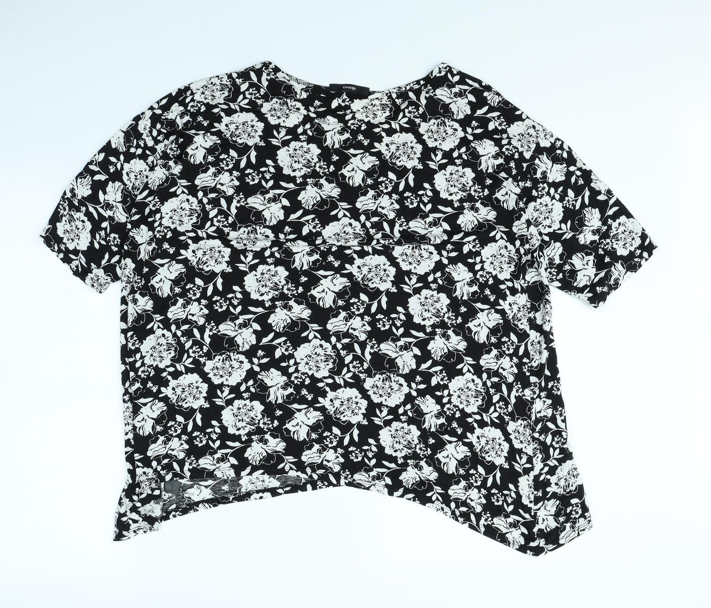 George Womens Black Floral  Basic T-Shirt Size 16
