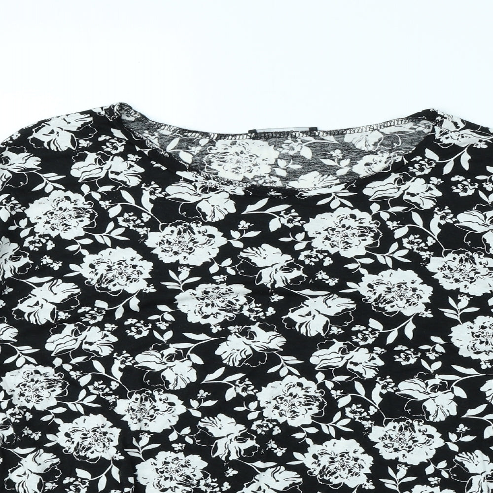 George Womens Black Floral  Basic T-Shirt Size 16