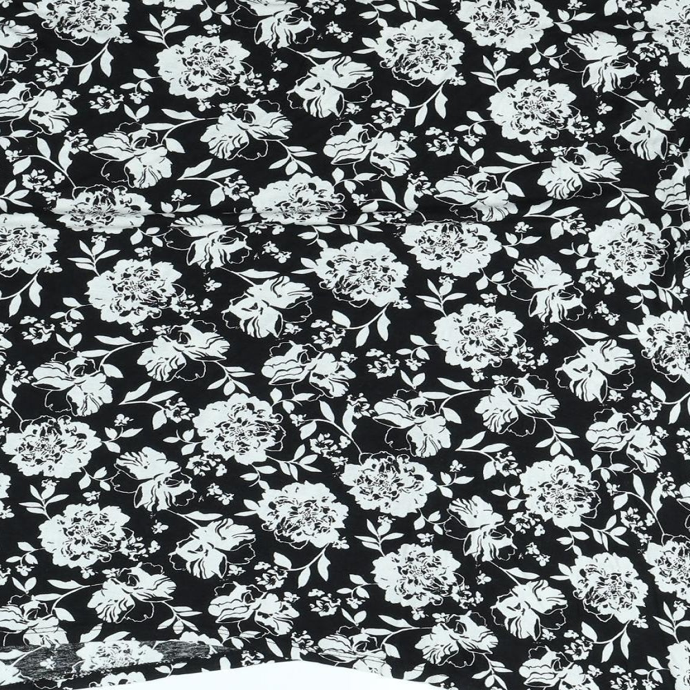 George Womens Black Floral  Basic T-Shirt Size 16