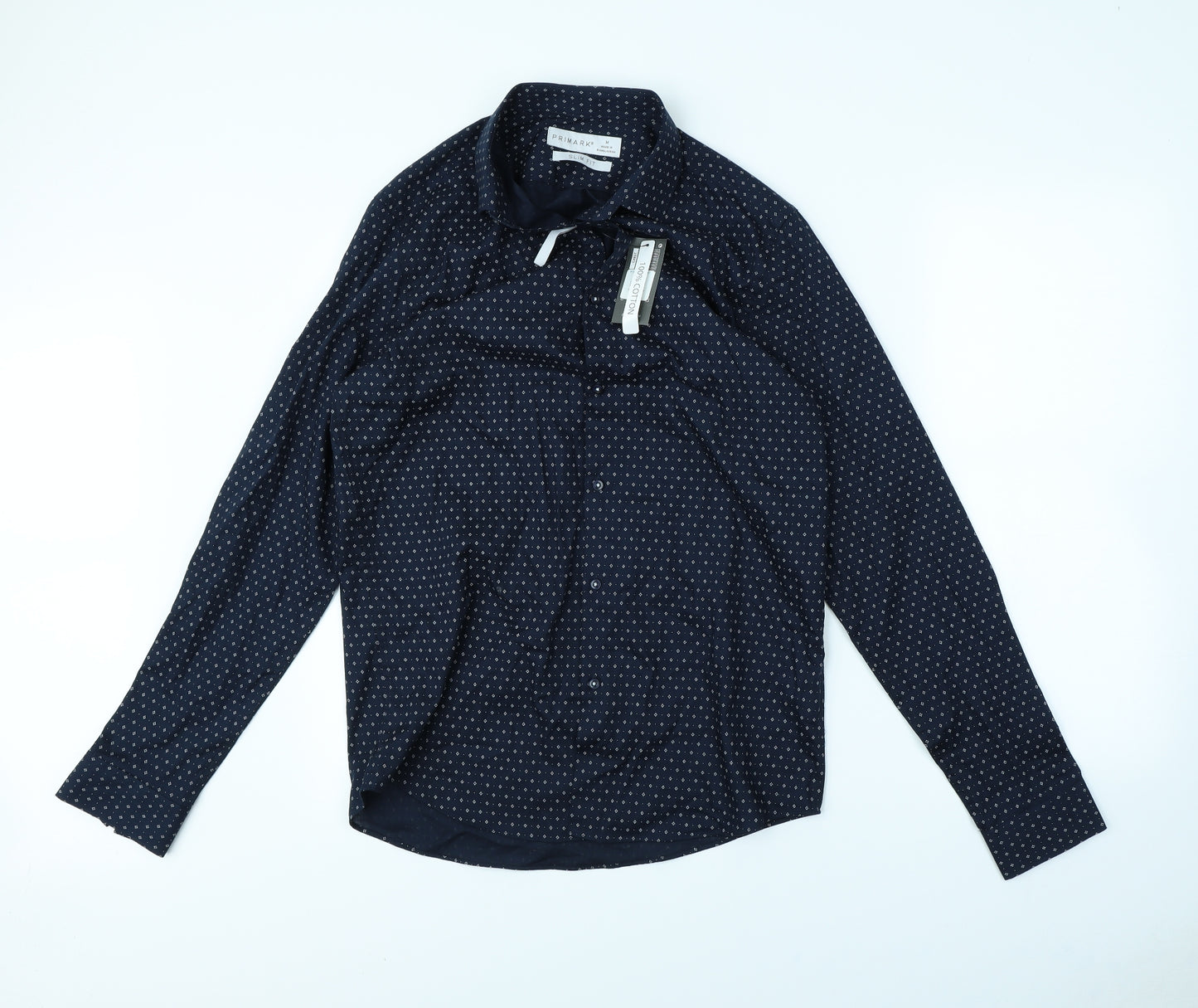 Primark Mens Blue Polka Dot   Dress Shirt Size M
