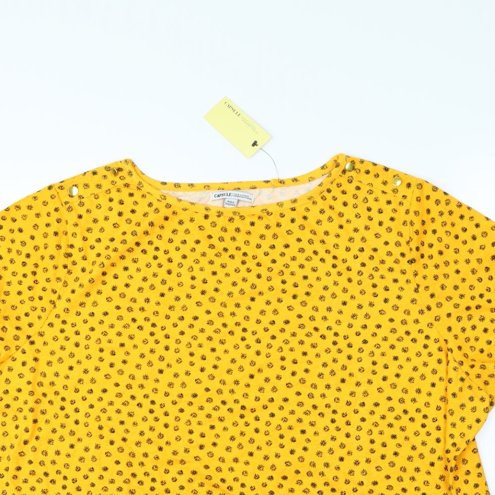Capsule Womens Yellow Floral  Basic T-Shirt Size 28