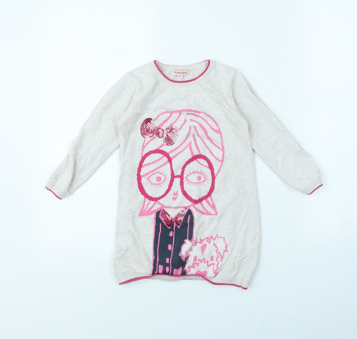 Blue Zoo Girls Beige Jumper Dress Size 3 Years