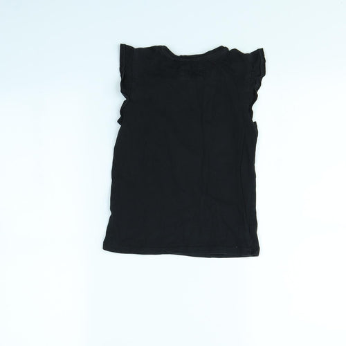 TU Girls Black   Basic T-Shirt Size 7 Years  - Elephant