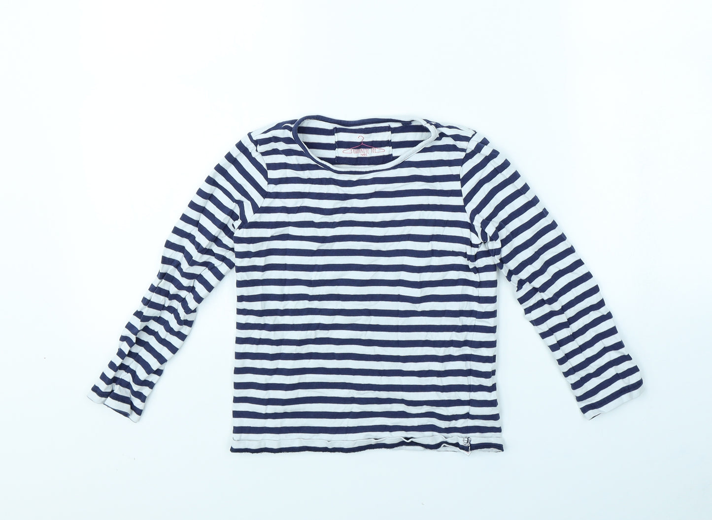 NEXT Girls Blue Striped  Basic T-Shirt Size 7 Years