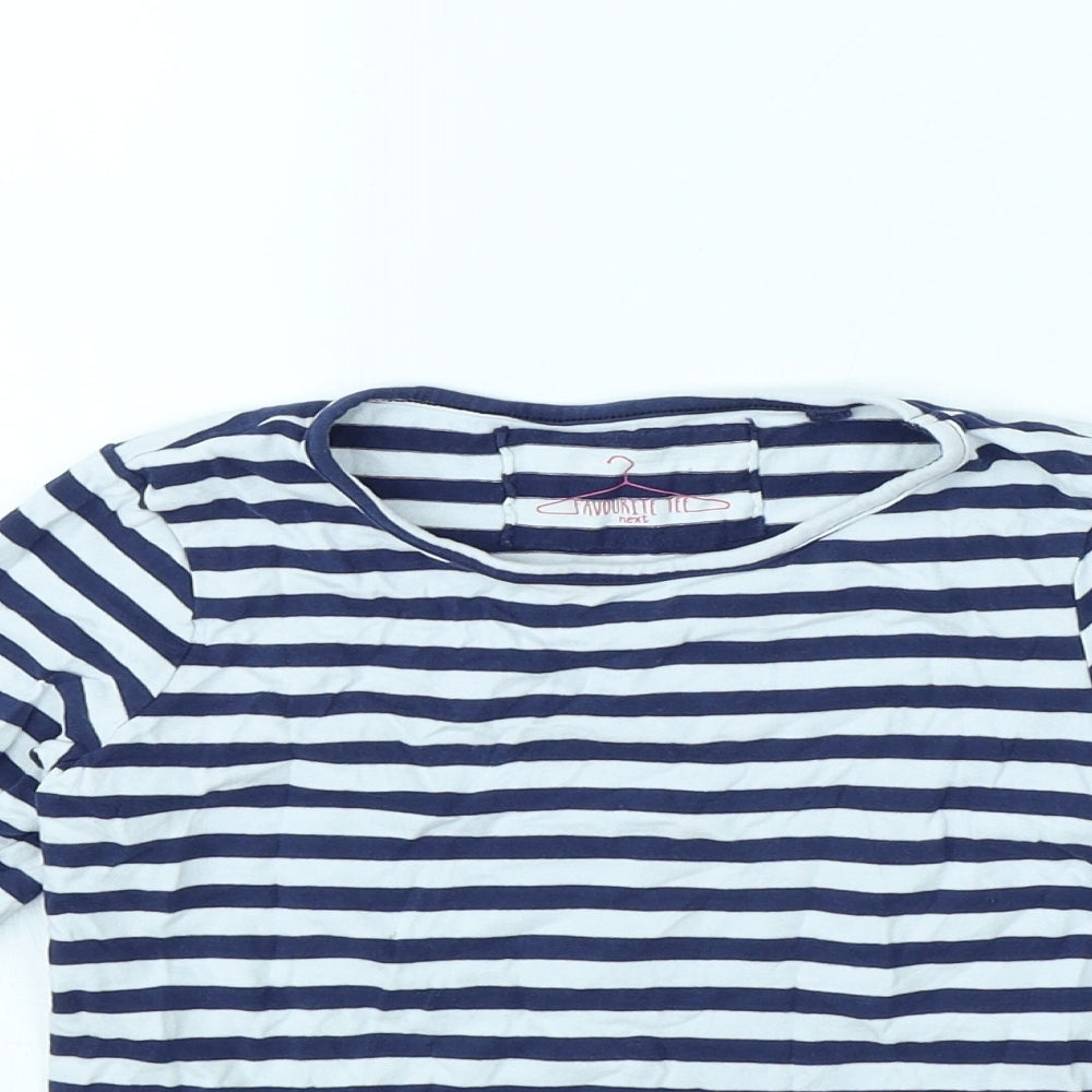 NEXT Girls Blue Striped  Basic T-Shirt Size 7 Years