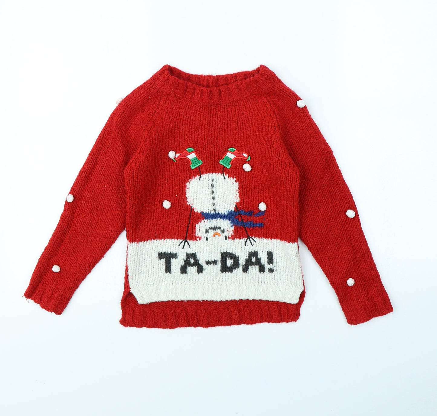 NEXT Girls Red   Pullover Jumper Size 7 Years  - Christmas jumper