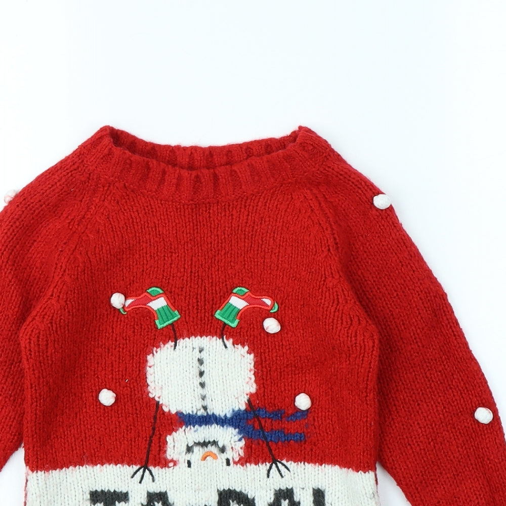NEXT Girls Red   Pullover Jumper Size 7 Years  - Christmas jumper