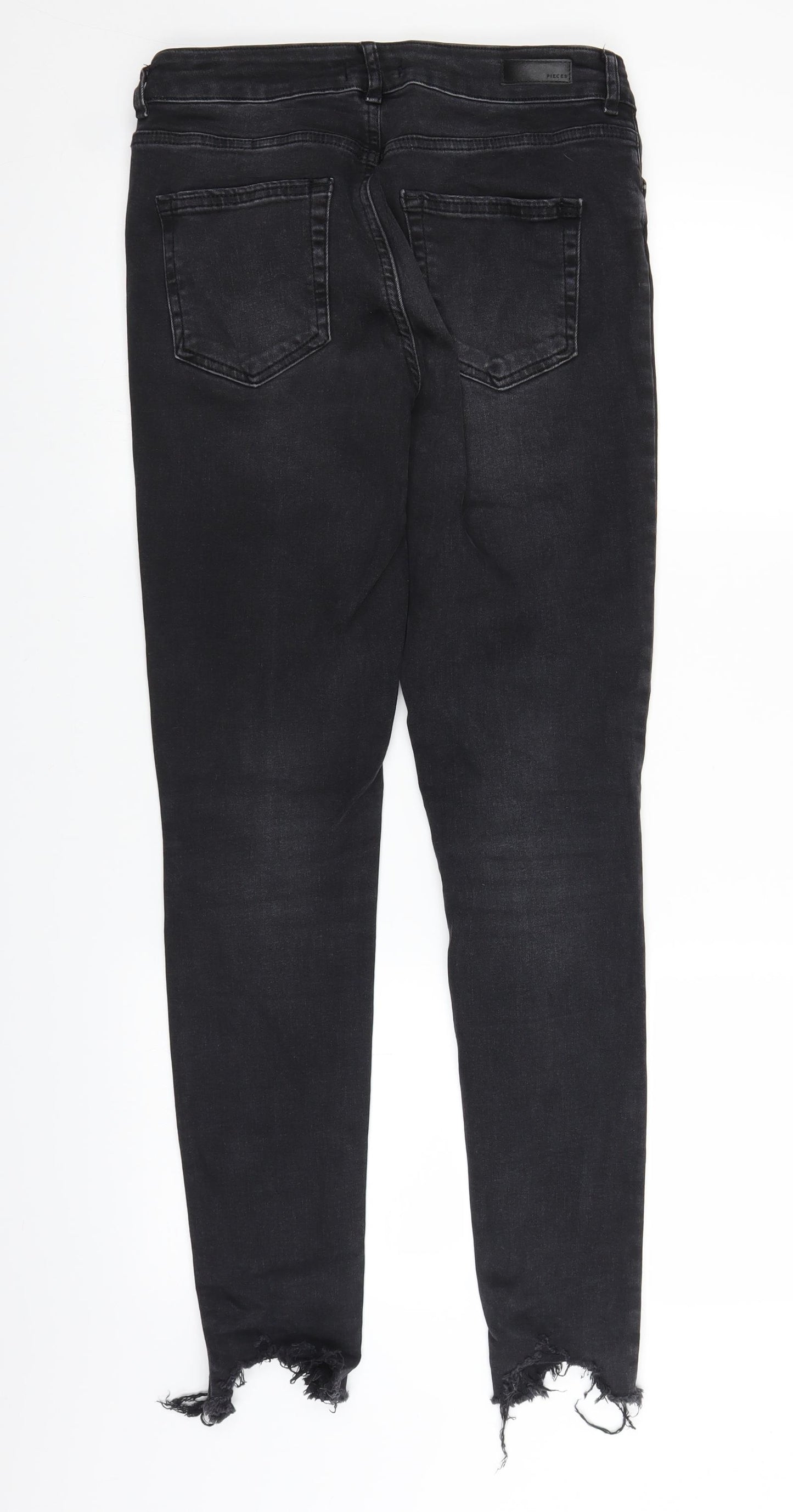 Pieces Womens Black  Denim Straight Jeans Size M L28 in