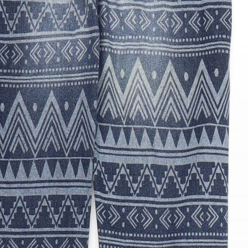 Primark Womens Blue Geometric Denim Straight Jeans Size 10 L28 in