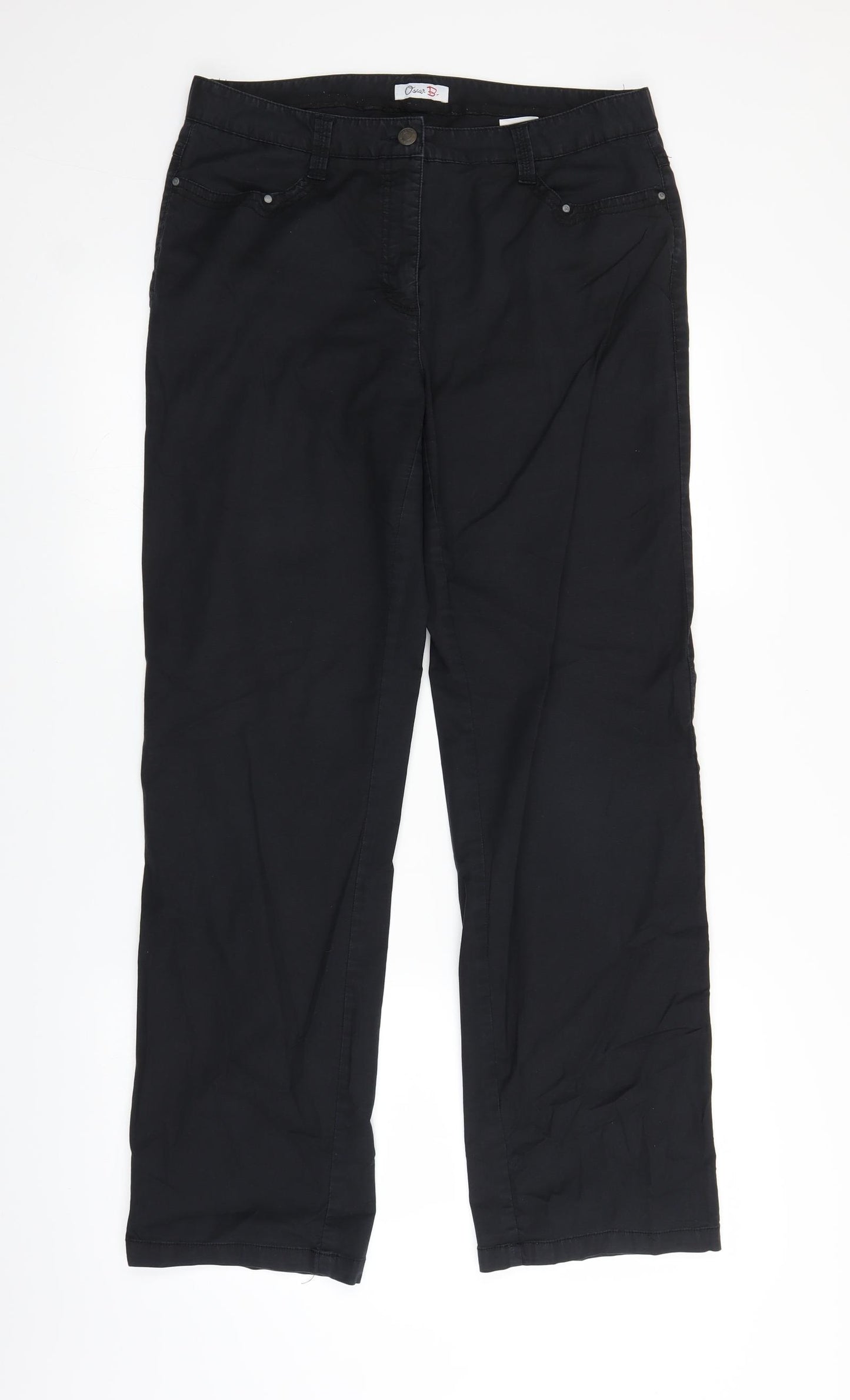 Oscar B Womens Black  Denim Straight Jeans Size 16 L29 in