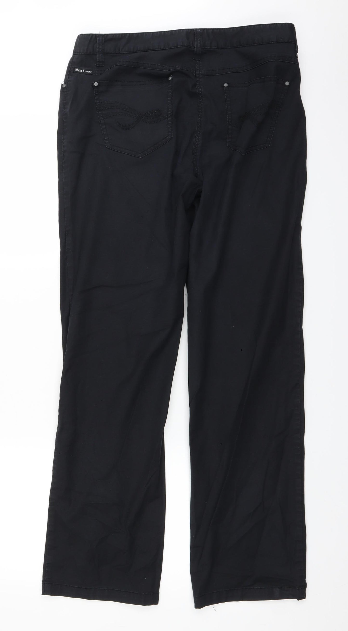 Oscar B Womens Black  Denim Straight Jeans Size 16 L29 in