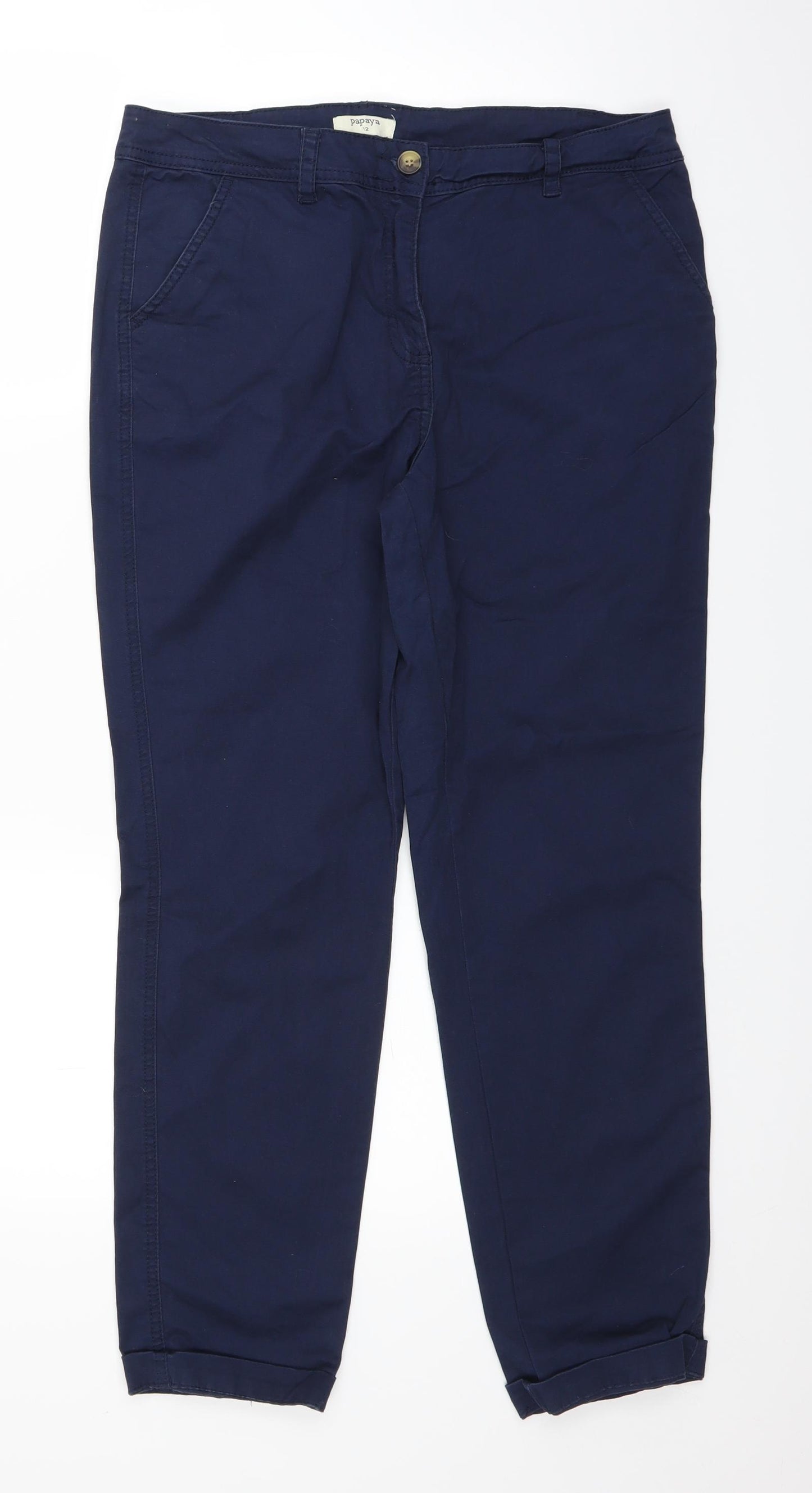 Papaya Womens Blue   Chino Trousers Size 12 L26 in