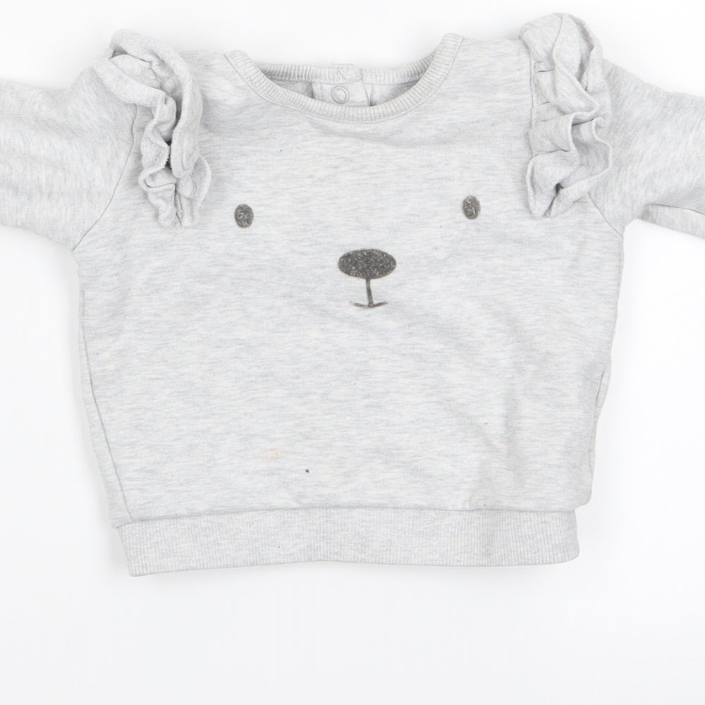 m&s Girls Grey   Basic T-Shirt Size 3-6 Months