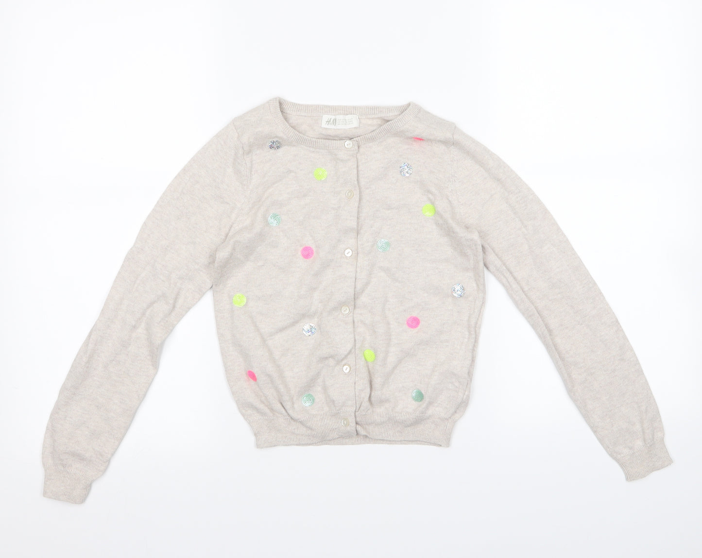 H&M Girls Beige   Cardigan Jumper Size 6 Years
