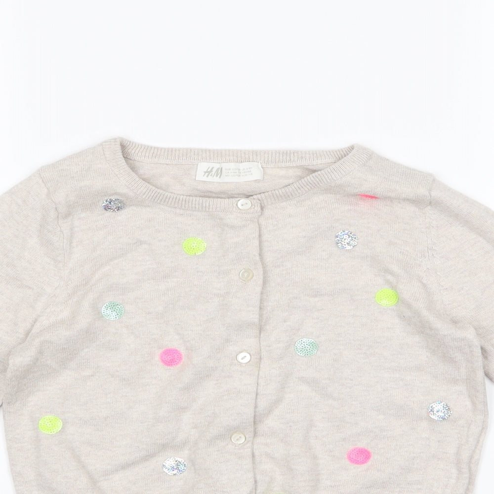 H&M Girls Beige   Cardigan Jumper Size 6 Years
