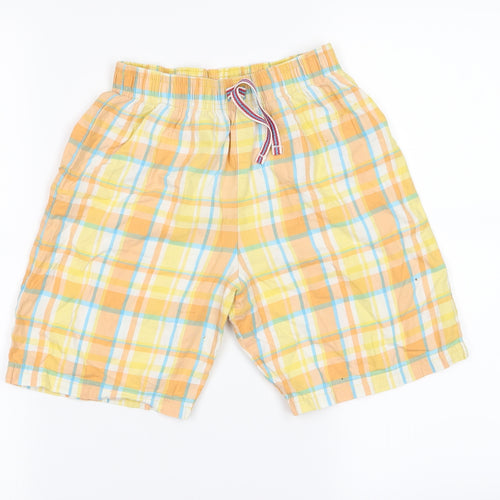 M&S Girls Yellow Check  Mom Shorts Size 9 Years