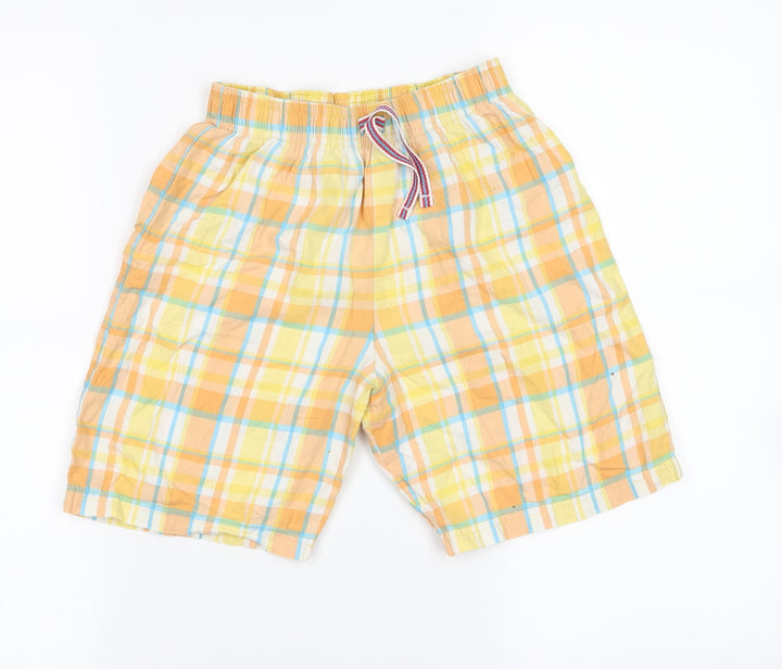 M&S Girls Yellow Check Mom Shorts Size 9 Years