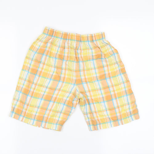 M&S Girls Yellow Check  Mom Shorts Size 9 Years