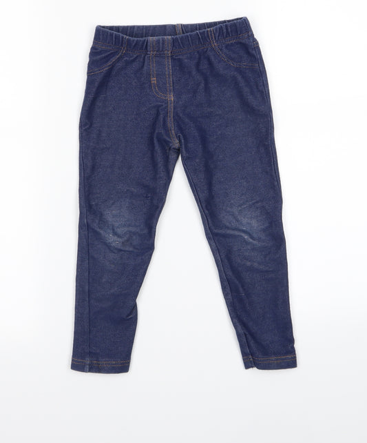 Front view of Tu girls’ blue jegging trousers, size 4, years