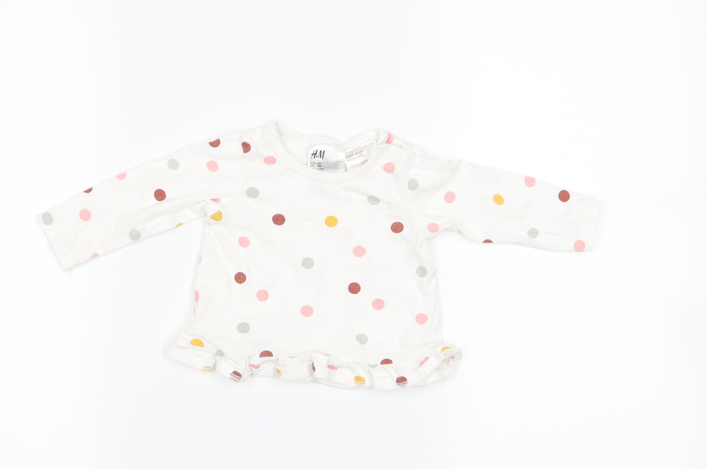 H&M Girls White   Basic T-Shirt Size 3-6 Months