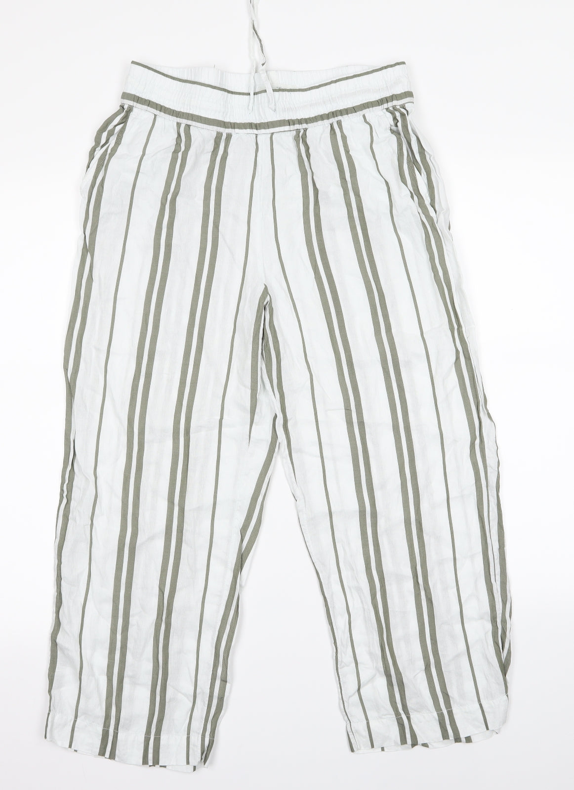 H&M Womens White Striped  Trousers  Size 10 L22 in