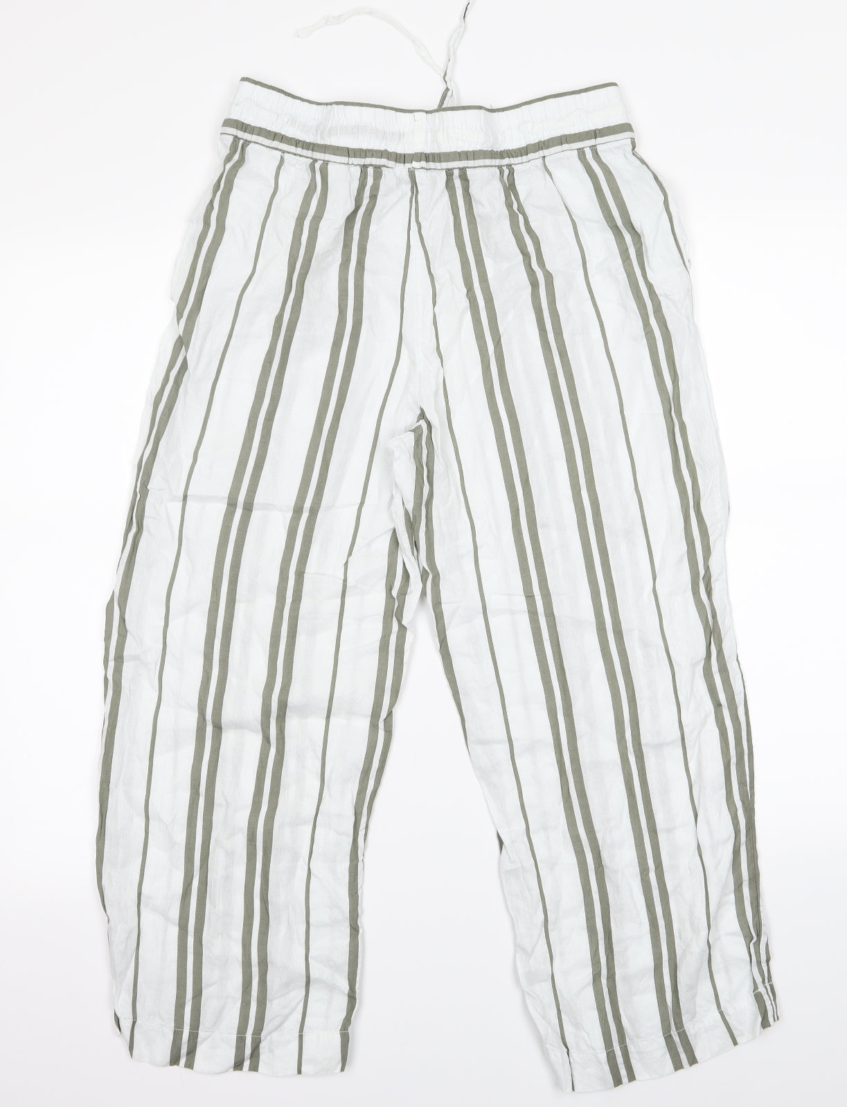 H&M Womens White Striped  Trousers  Size 10 L22 in