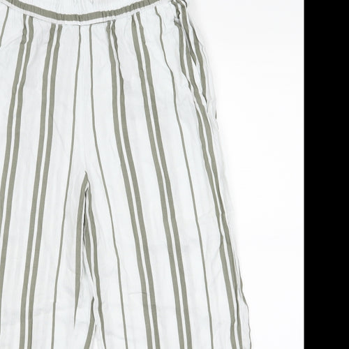 H&M Womens White Striped  Trousers  Size 10 L22 in
