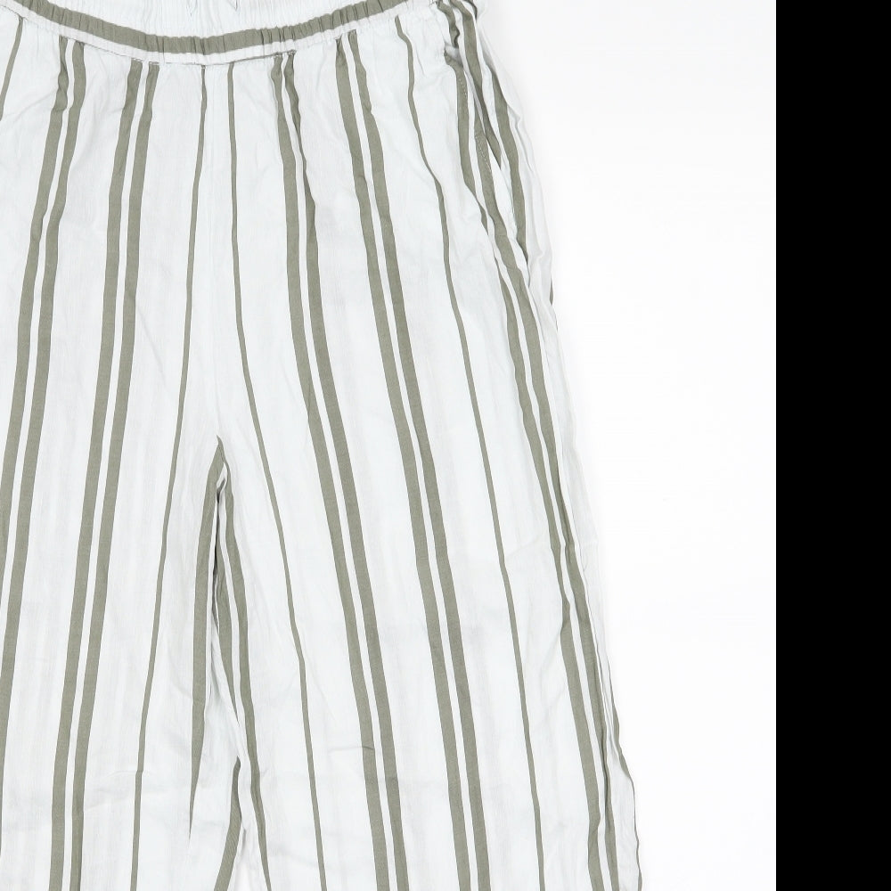 H&M Womens White Striped  Trousers  Size 10 L22 in