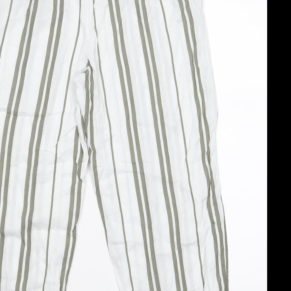 H&M Womens White Striped  Trousers  Size 10 L22 in