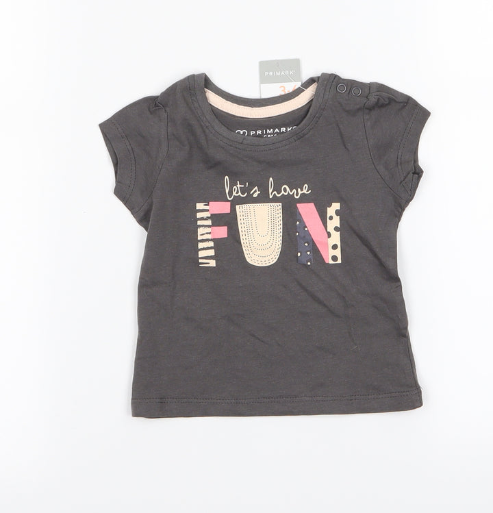 Primark Girls Green   Basic T-Shirt Size 3-6 Months  - FUN