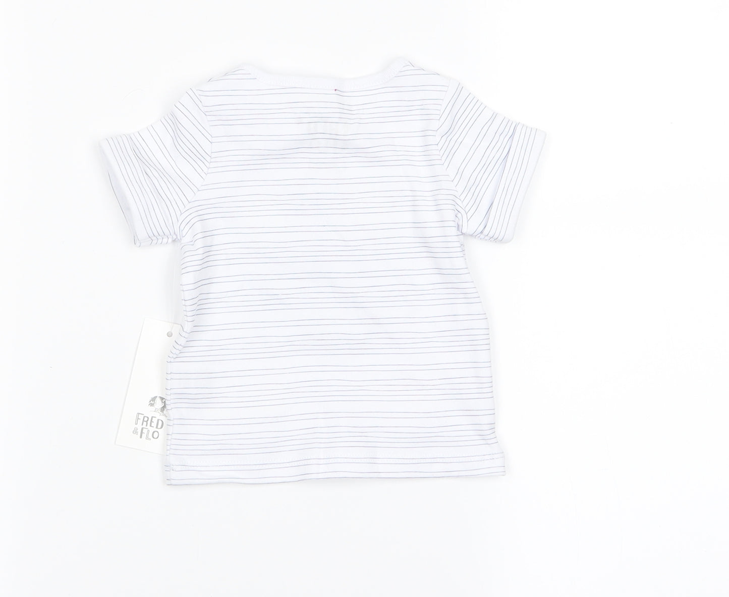 fred flo Baby White Striped  Basic T-Shirt Size 0-3 Months  - lion