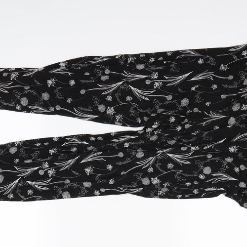Preworn Womens Black Floral  Jogger Trousers Size 14 L24 in