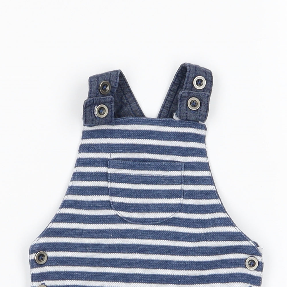 F&F Baby Blue Striped  Dungaree One-Piece Size 0-3 Months