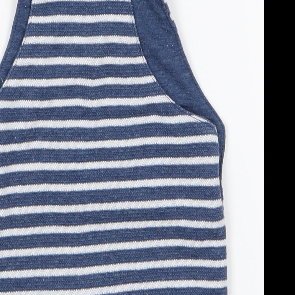 F&F Baby Blue Striped  Dungaree One-Piece Size 0-3 Months