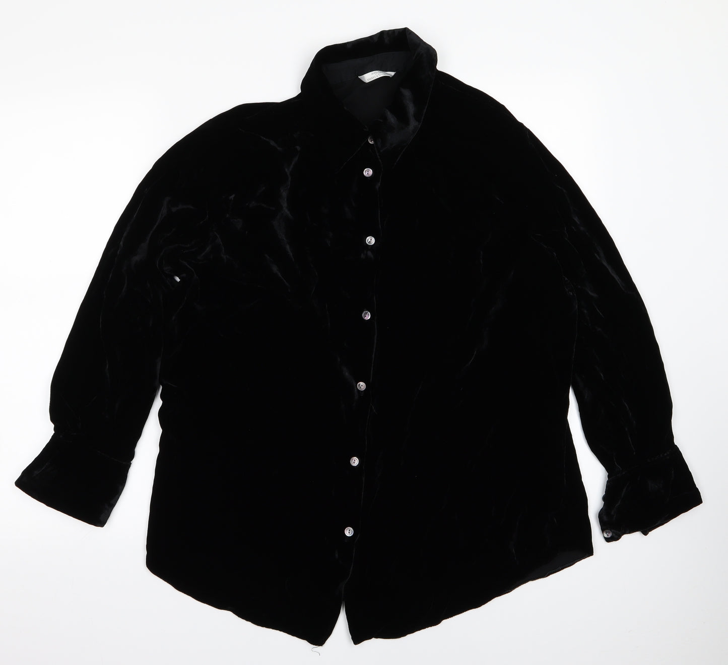 m&s Womens Black   Basic Button-Up Size 16
