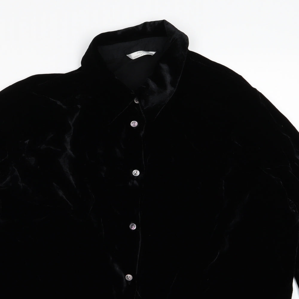 m&s Womens Black   Basic Button-Up Size 16