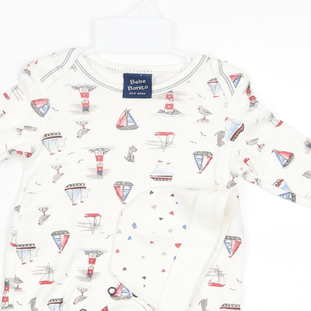 Bebe Bonito Baby White   Babygrow One-Piece Size Newborn