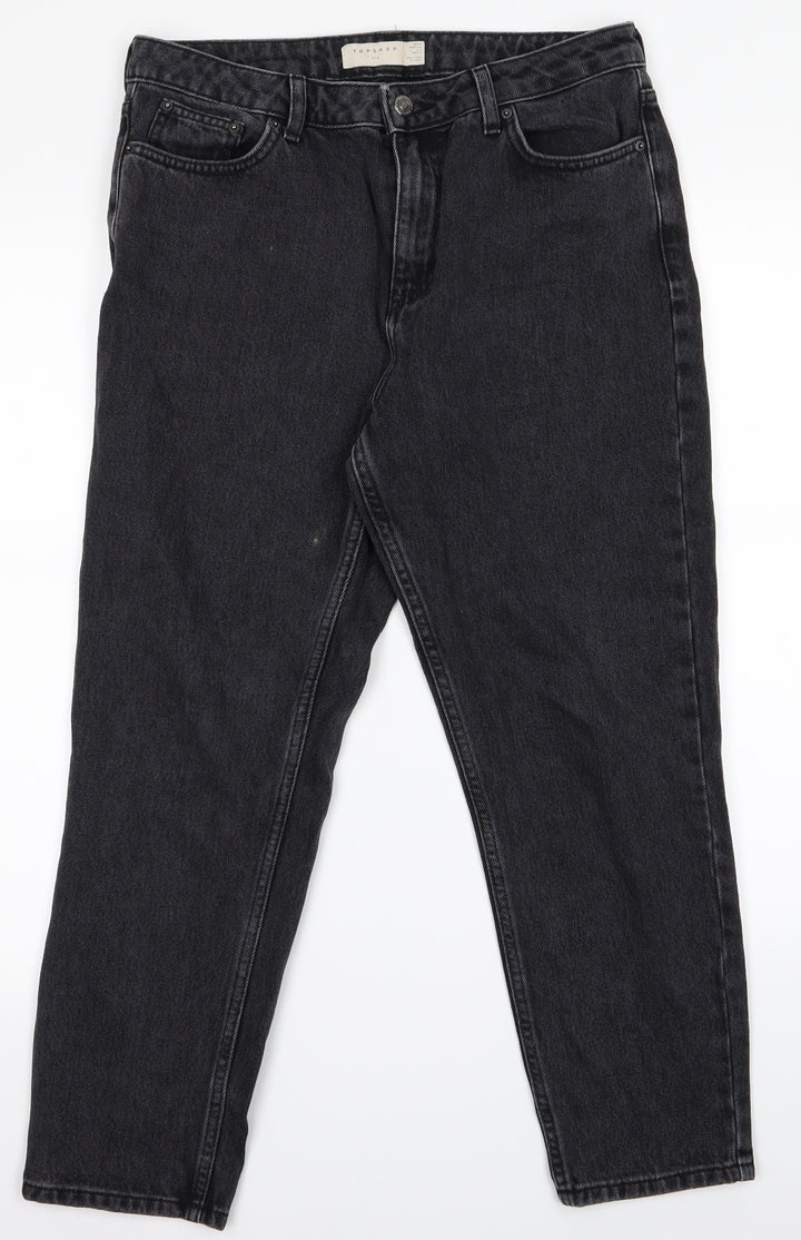Topshop Womens Grey Tapered Jeans Size 10 L20.5 in