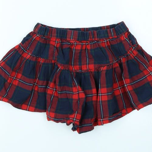 NEXT Girls Red Plaid  Mom Shorts Size 7 Years