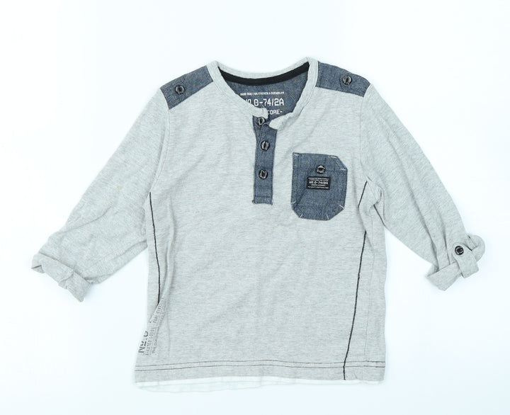 Rebel Boys Grey Basic T-Shirt Size 3-4 Years
