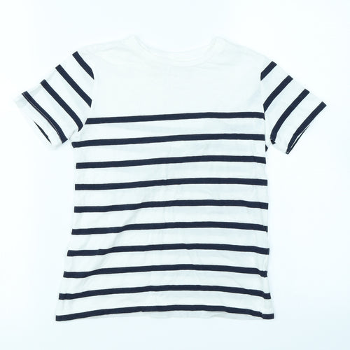 River Island Girls White Striped  Basic T-Shirt Size 5-6 Years