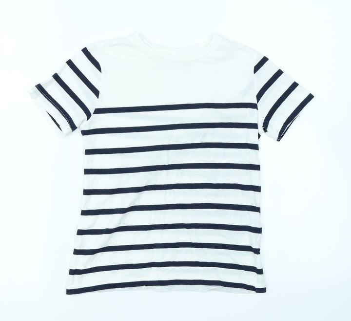 River Island Girls White Striped  Basic T-Shirt Size 5-6 Years