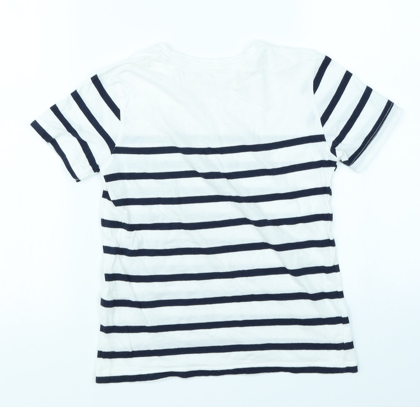 River Island Girls White Striped  Basic T-Shirt Size 5-6 Years