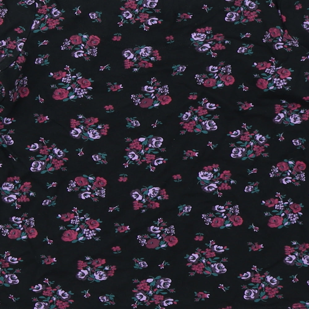 TU Girls Black Floral  Basic T-Shirt Size 7 Years
